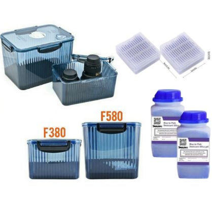 Dry Box F380 + F580 (Blue) FREE 1 Bottle x 500g Silica Gel(Orange/Blue) and 1 Silica Gel Clear Case