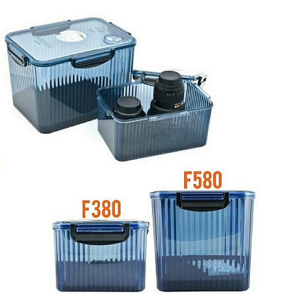 Dry Box F380 + F580 (Blue) FREE 2 Bottles x 500g Silica Gel(Orange/Blue) and 2 Silica Gel Clear Case